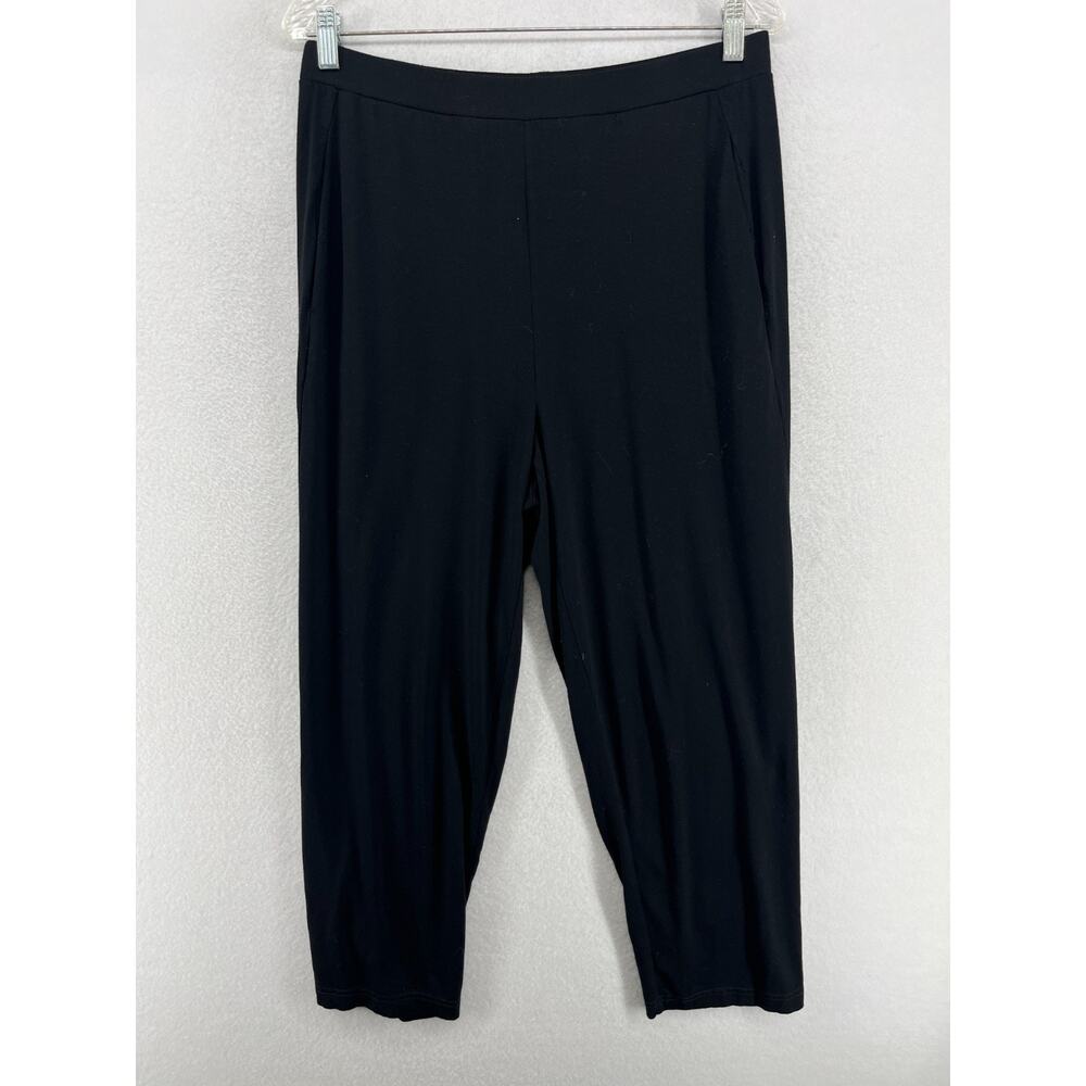 EILEEN FISHER Pants M Stretch Viscose Ponte Jersey Slouchy Tapered Black USA